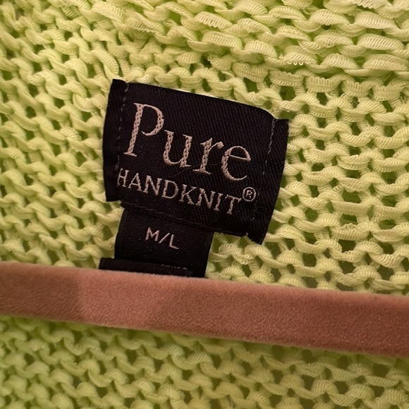 🍾HP🍾 Pure Handknit Lime Green Oversized Cowl Neck Flattering Sweater or Dress - Picture 4 of 6